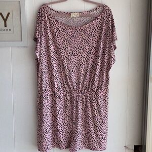 Pink Leopard Print romper with pockets